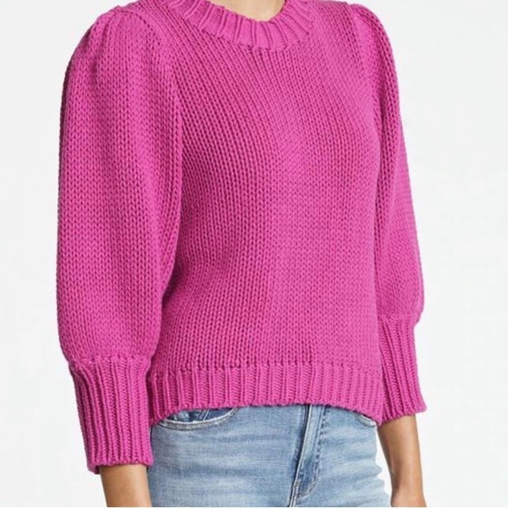 Pistola Gabbie Wild Orchid Puff Sleeve Chunky Knit Sweater (xs) Anthropology - Picture 2 of 11